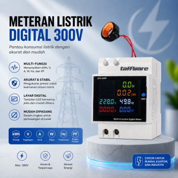 Taffware Meteran Listrik Digital Display Din Rail Single 300V - D52-2066