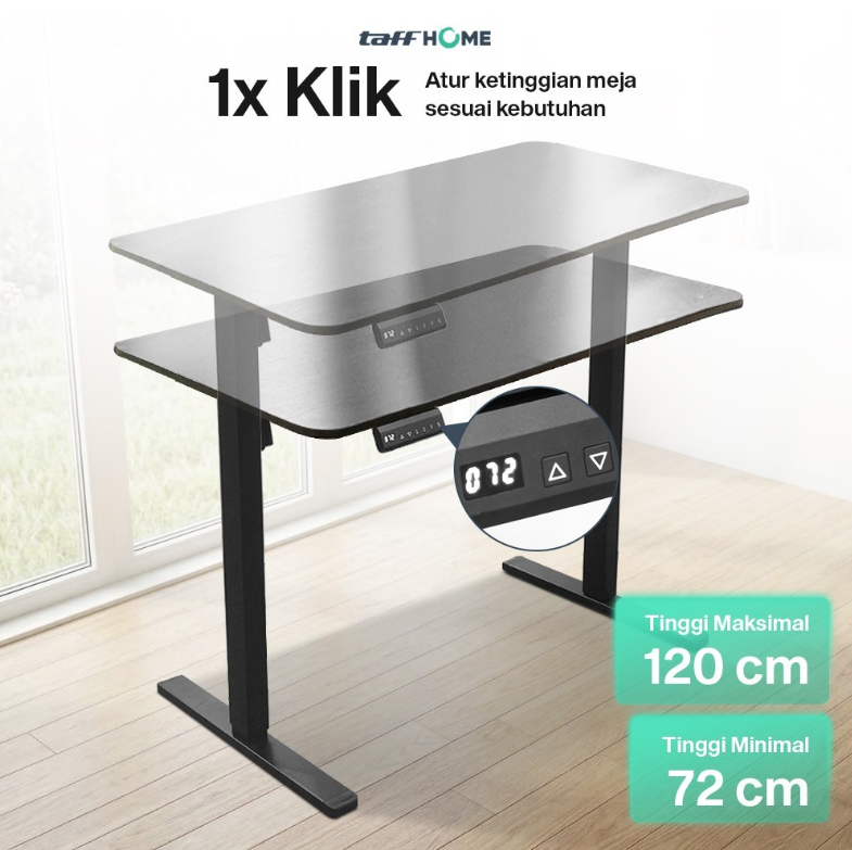 TaffHOME Meja Kerja Gaming Elektrik Adjustable Lifting Desk 120x60cm - FH-5 Gambar produk TaffHOME Meja Kerja Gaming Elektrik Adjustable Lifting Desk 120x60cm - FH-5 - 2