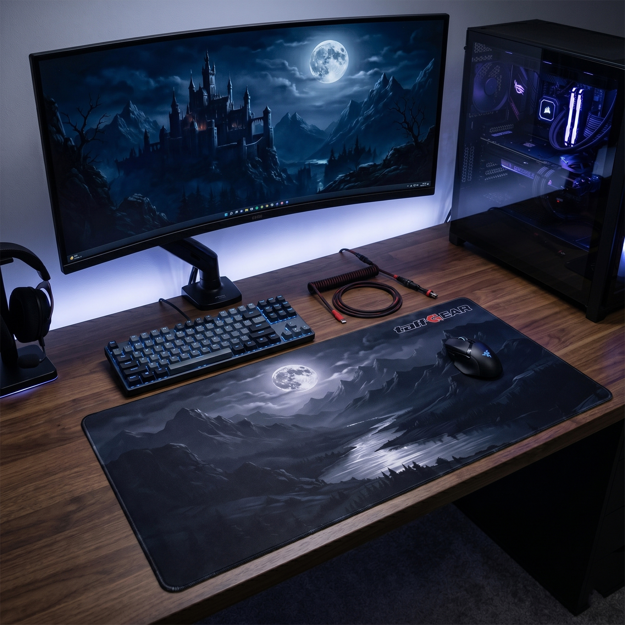 TaffGEAR Mouse Pad Gaming Moon Night River Desk Mat 300x600x3mm - YL-510 Gambar produk TaffGEAR Mouse Pad Gaming Moon Night River Desk Mat 300x600x3mm - YL-510 - 3
