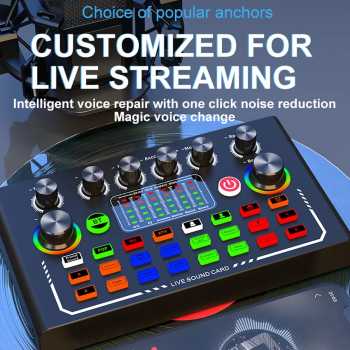 FarSoo Sound Card Mixer Bluetooth Noise Reduction External Live Mic - F009