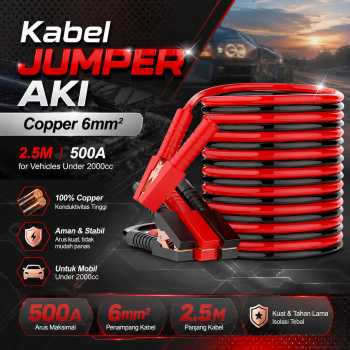 OTOHEROES Kabel Jumper Aki Copper 6mm^2 for Vehicles Under 2000cc - D600