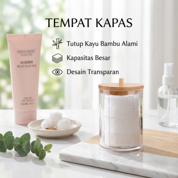 Gambar produk Luckyfox Tempat Kapas Aksesoris Plastik Jar Make Up Organizer 9.2x7cm - LF3U