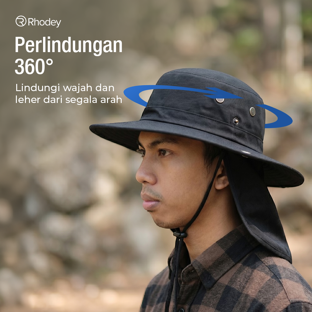 Rhodey Topi Rimba Outdoor Anti UV Boonie Hat Nylon with Neck Flap - PF005 Gambar produk Rhodey Topi Rimba Outdoor Anti UV Boonie Hat Nylon with Neck Flap - PF005 - 1