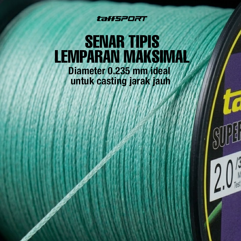 TaffSPORT Senar Tali Benang Pancing Fishing Line PE Braided 300M 2.0 - TF102 Gambar produk TaffSPORT Senar Tali Benang Pancing Fishing Line PE Braided 300M 2.0 - TF102 - 2