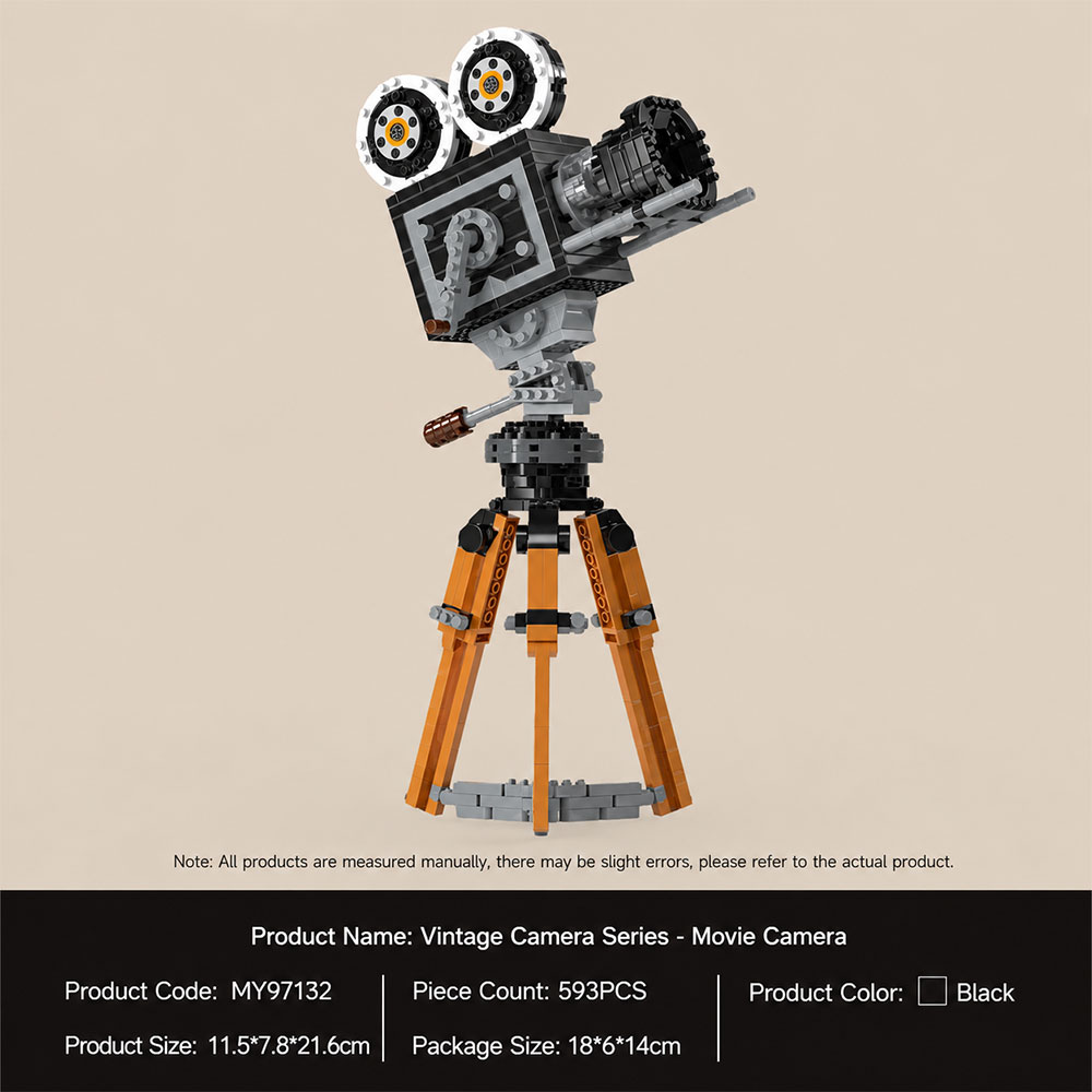 RAZUS Mainan Balok Susun Vintage Cine Film Camera Bricks Blok - MY97132 Gambar produk RAZUS Mainan Balok Susun Vintage Cine Film Camera Bricks Blok - MY97132 - 5