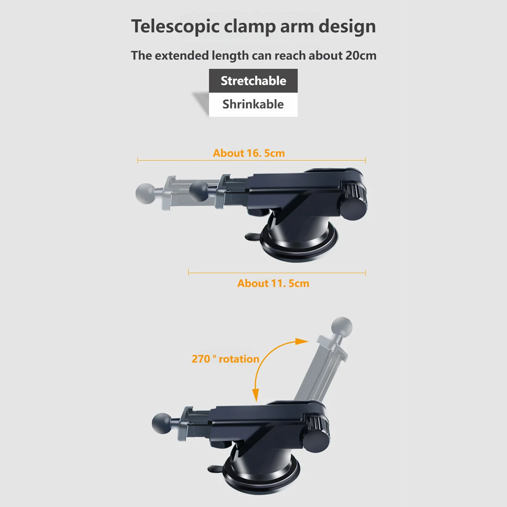 VIKEFON Holder HP Mobil Flexible Arm 360 Rotation Car Phone Holder - HM-10 Gambar produk VIKEFON Holder HP Mobil Flexible Arm 360 Rotation Car Phone Holder - HM-10 - 3