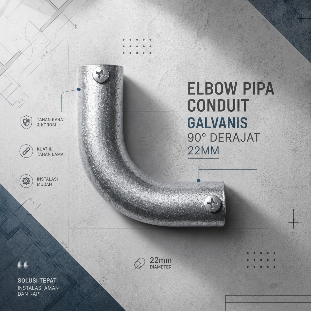 Elbow Pipa Kabel Listrik Fitting Conduit Knee Knie L 90 Galvanis 22mm Gambar produk Elbow Pipa Kabel Listrik Fitting Conduit Knee Knie L 90 Galvanis 22mm - Utama