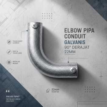 Elbow Pipa Kabel Listrik Fitting Conduit Knee Knie L 90 Galvanis 22mm
