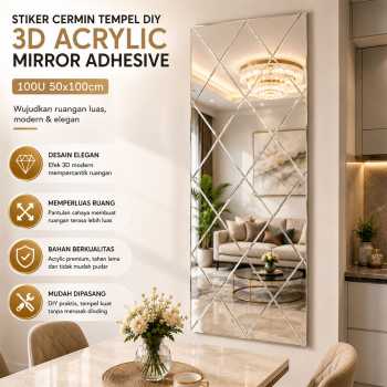 KANUSHI Stiker Cermin Tempel DIY 3D Acrylic Mirror Adhesive 100U - KN-100
