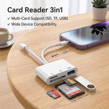 Poru Card Reader Multi Plug 3in1 USB MicroSD TF Card - INU182