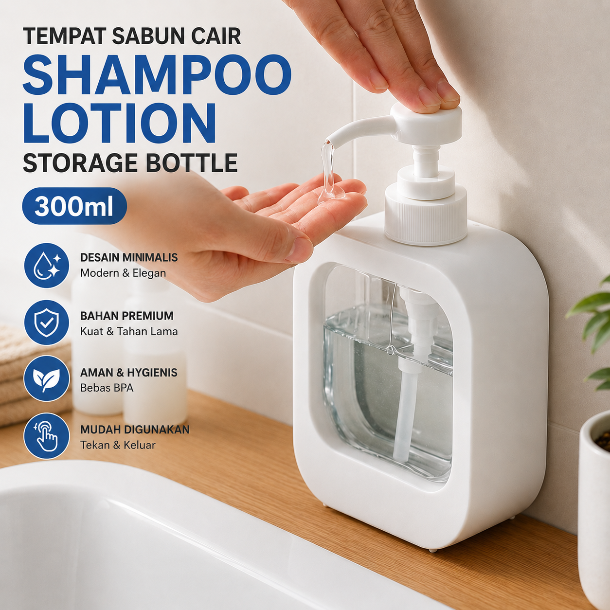 HAROKO Tempat Sabun Cair Shampoo Lotion Storage Bottle 300ml - HK-30 Gambar produk HAROKO Tempat Sabun Cair Shampoo Lotion Storage Bottle 300ml - HK-30 - Kemasan