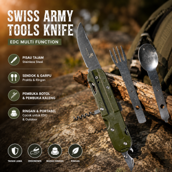 Gambar produk KNIFEZER Sendok Garpu Pisau Swiss Army Tools Knife EDC - A010