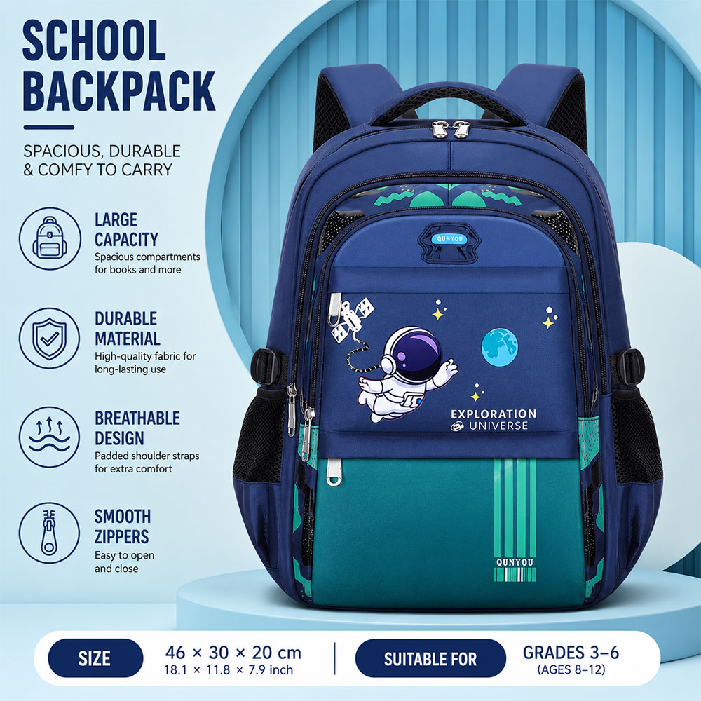 TKSB Tas Ransel Sekolah Anak Astronot Breathable Waterproof Safety - LI-50 Gambar produk TKSB Tas Ransel Sekolah Anak Astronot Breathable Waterproof Safety - LI-50 - 8