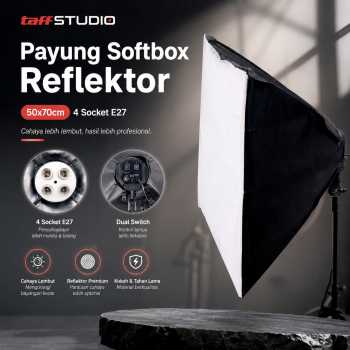 Gambar produk TaffSTUDIO Payung Softbox Reflektor 50x70cm E27 Four Lamp Socket - KS65