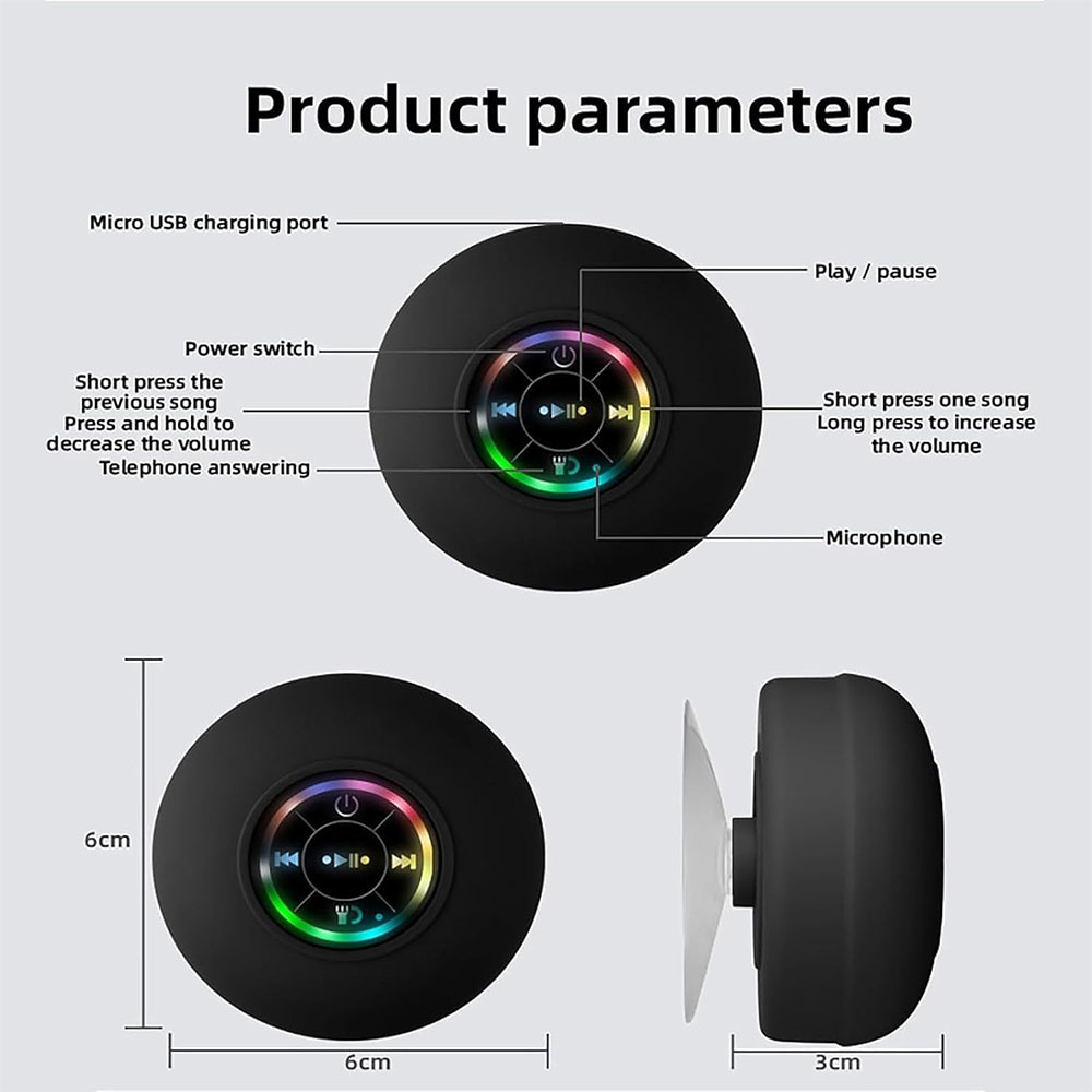 MONK Speaker Bluetooth Mini LED RGB Portable Waterproof Suction Cup - S-150 Gambar produk MONK Speaker Bluetooth Mini LED RGB Portable Waterproof Suction Cup - S-150 - 7