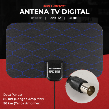 Taffware Antena TV Digital Indoor DVB-T2 25dB Grid Jack Male Plug - TFL-D139