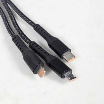 Gambar produk TKEY Kabel Charger Data 3in1 USB Type C Micro Lightning 66W 1.2M - T66 - 2