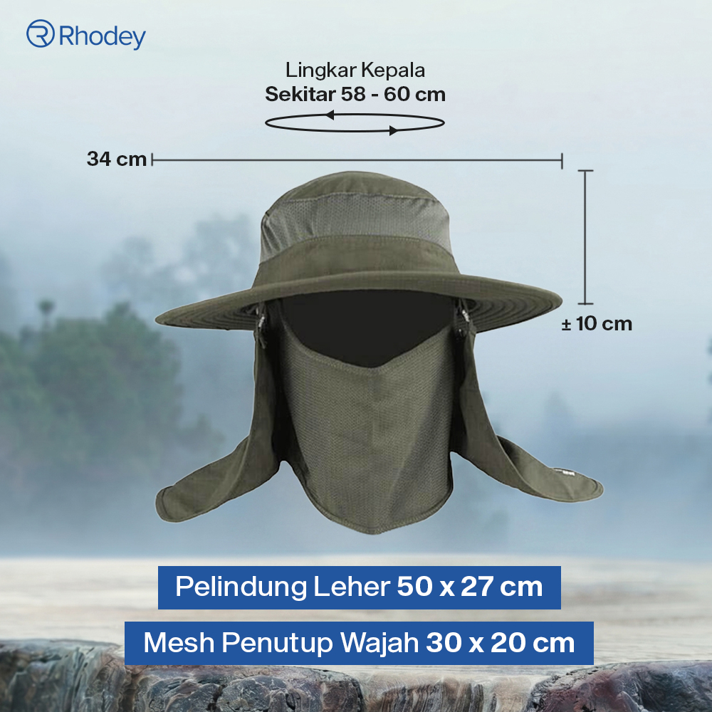 Rhodey Topi Rimba Outdoor Anti UV Waterproof Boonie Hat Nylon - AFS5 Gambar produk Rhodey Topi Rimba Outdoor Anti UV Waterproof Boonie Hat Nylon - AFS5 - 7