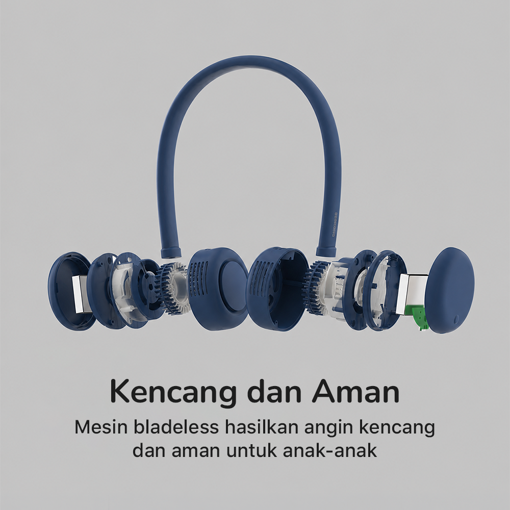 Sanhuo Kipas Leher Portable Flexible 3 Speed Rechargeable 1800mAh - 350 Gambar produk Sanhuo Kipas Leher Portable Flexible 3 Speed Rechargeable 1800mAh - 350 - 2