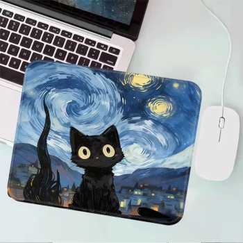 Gambar produk TaffGEAR Mouse Pad Gaming Starry Night Black Cat Desk Mat 300x250x3mm - RO80
