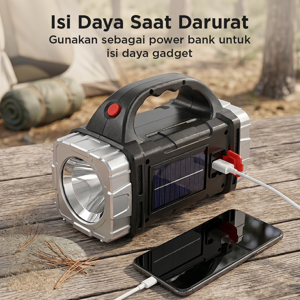Rozoa Senter Camping Lampu LED COB Solar Power Bank Rechargeable - JY-2289 Gambar produk Rozoa Senter Camping Lampu LED COB Solar Power Bank Rechargeable - JY-2289 - 3