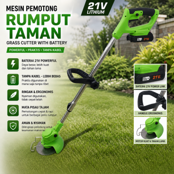 DEXCOM Mesin Pemotong Rumput Taman Grass Cutter with Battery 21V - HA-1821