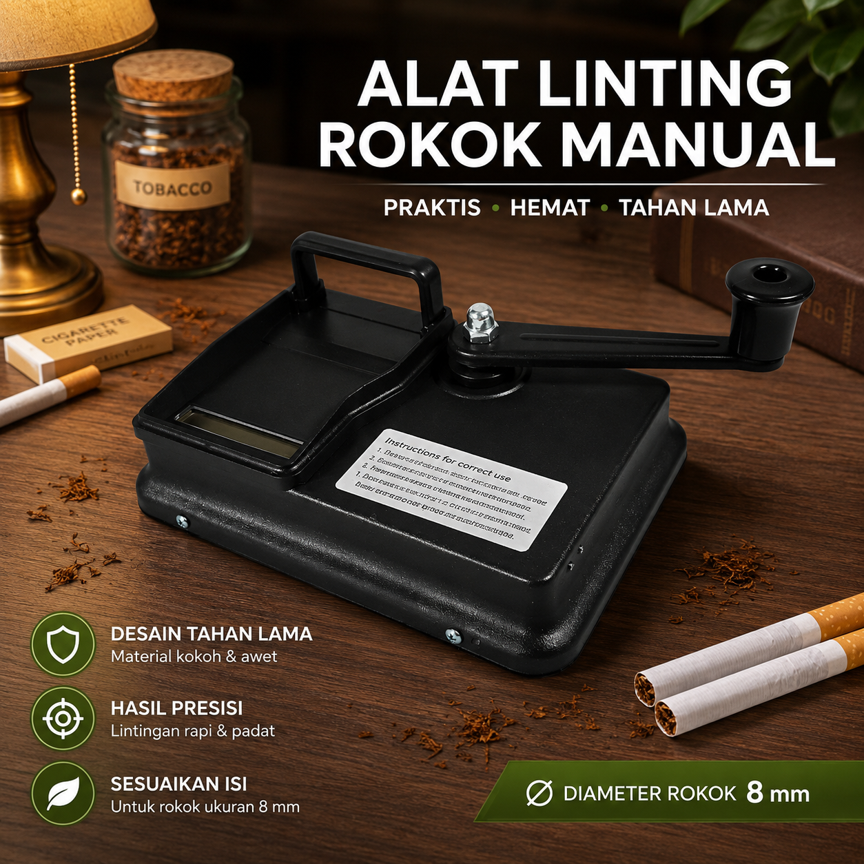 HF Alat Linting Rokok Manual Cigarette Roll Box 8mm - 043B-3 Gambar produk HF Alat Linting Rokok Manual Cigarette Roll Box 8mm - 043B-3 - Utama