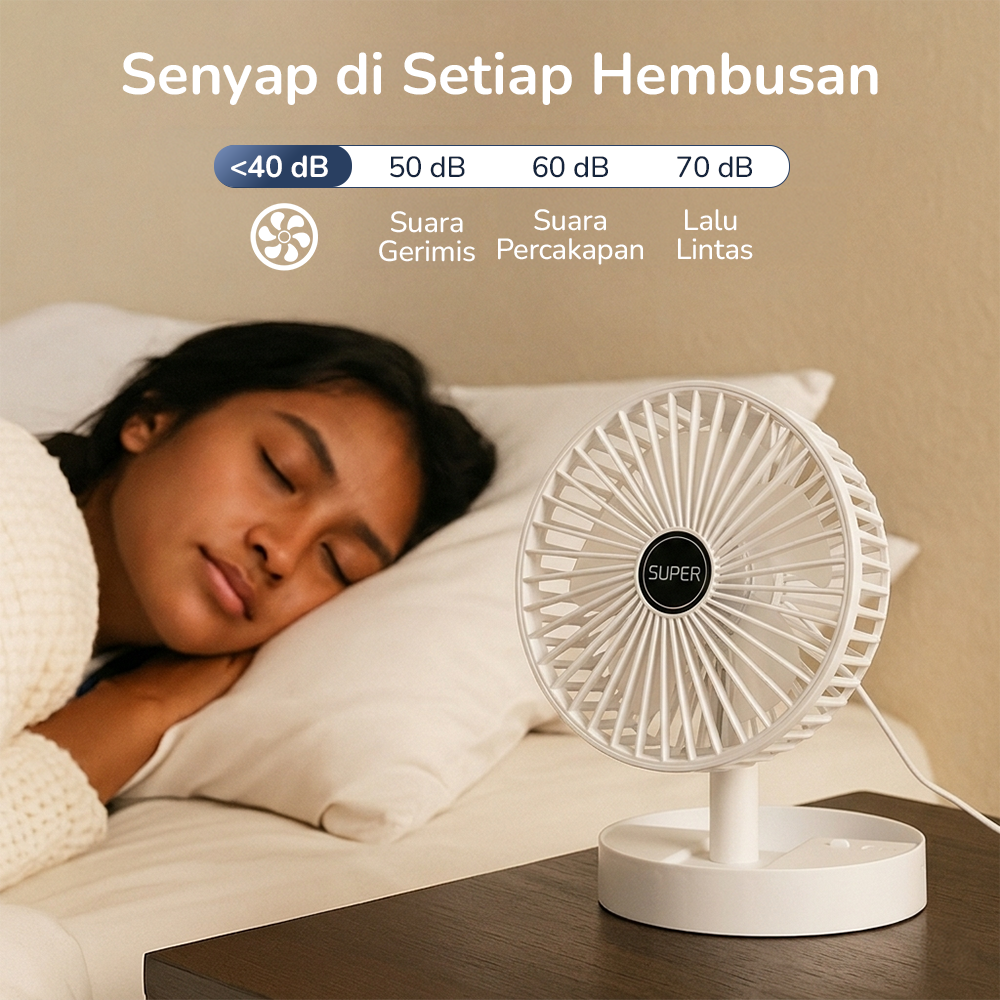 SUPER Kipas Angin Meja Portable Desk Fan USB 6.5 Inch 4.5W - A8 Gambar produk SUPER Kipas Angin Meja Portable Desk Fan USB 6.5 Inch 4.5W - A8 - 3
