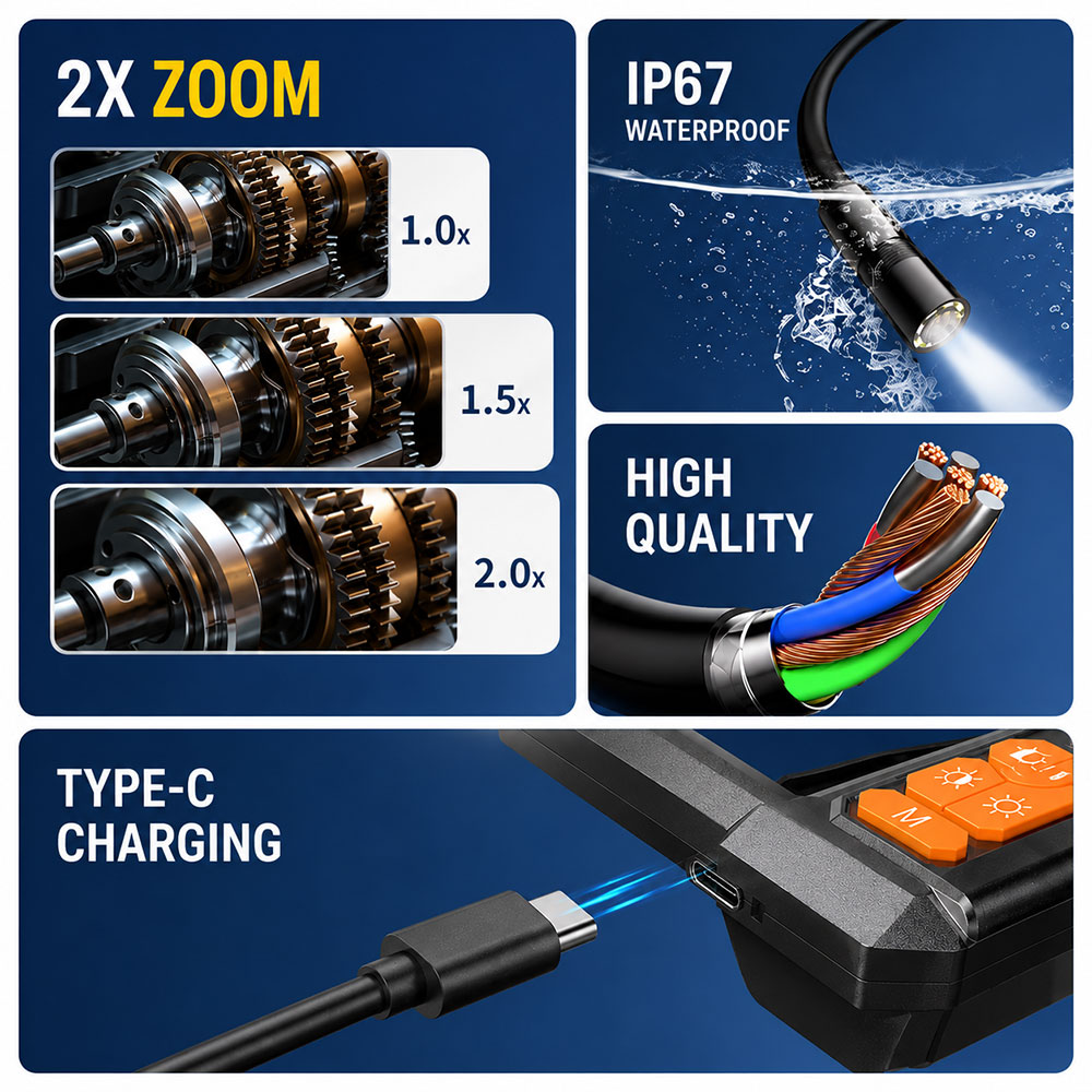 Taffware Kamera Endoskop Industrial Borescope 4.3 Inch IP67 2600mAh 5M - P410 Gambar produk Taffware Kamera Endoskop Industrial Borescope 4.3 Inch IP67 2600mAh 5M - P410 - 5