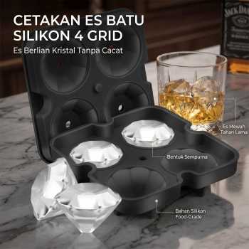 Gambar produk TaffHOME Cetakan Es Batu Silikon Berlian 4 Grid Ice Cube Mold - A1871