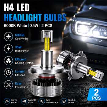 HLXG Lampu Depan Mobil Headlight LED H4 X8 Low Beam 6000K 35W 2 PCS - V10