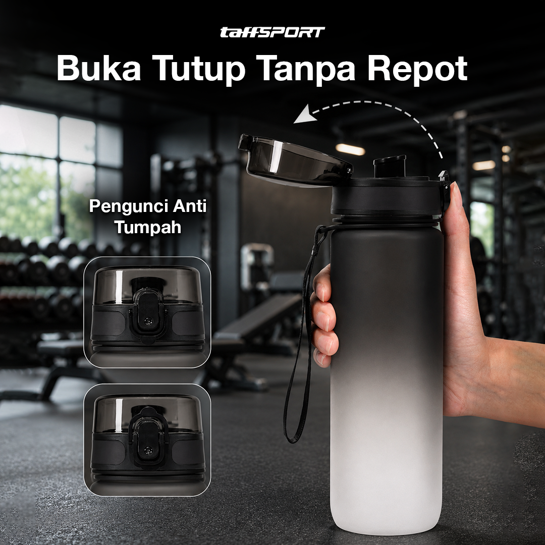 TaffSPORT Botol Minum Sport Water Frosted Bottle with Lanyard 1L - 8691 Gambar produk TaffSPORT Botol Minum Sport Water Frosted Bottle with Lanyard 1L - 8691 - 3