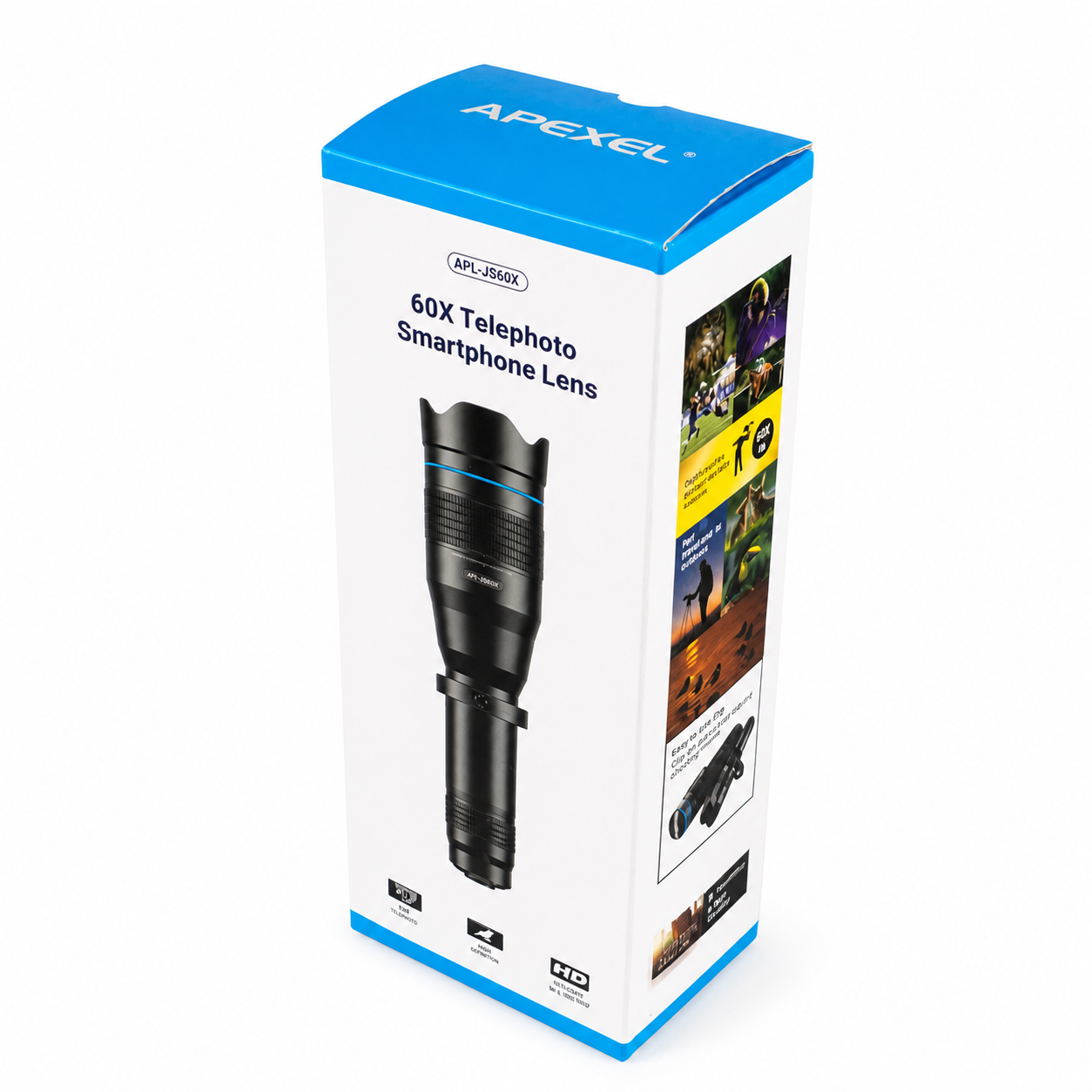APEXEL Lensa Smartphone Telephoto Lens 60X Zoom - APL-JS60X Gambar produk APEXEL Lensa Smartphone Telephoto Lens 60X Zoom - APL-JS60X - Kemasan