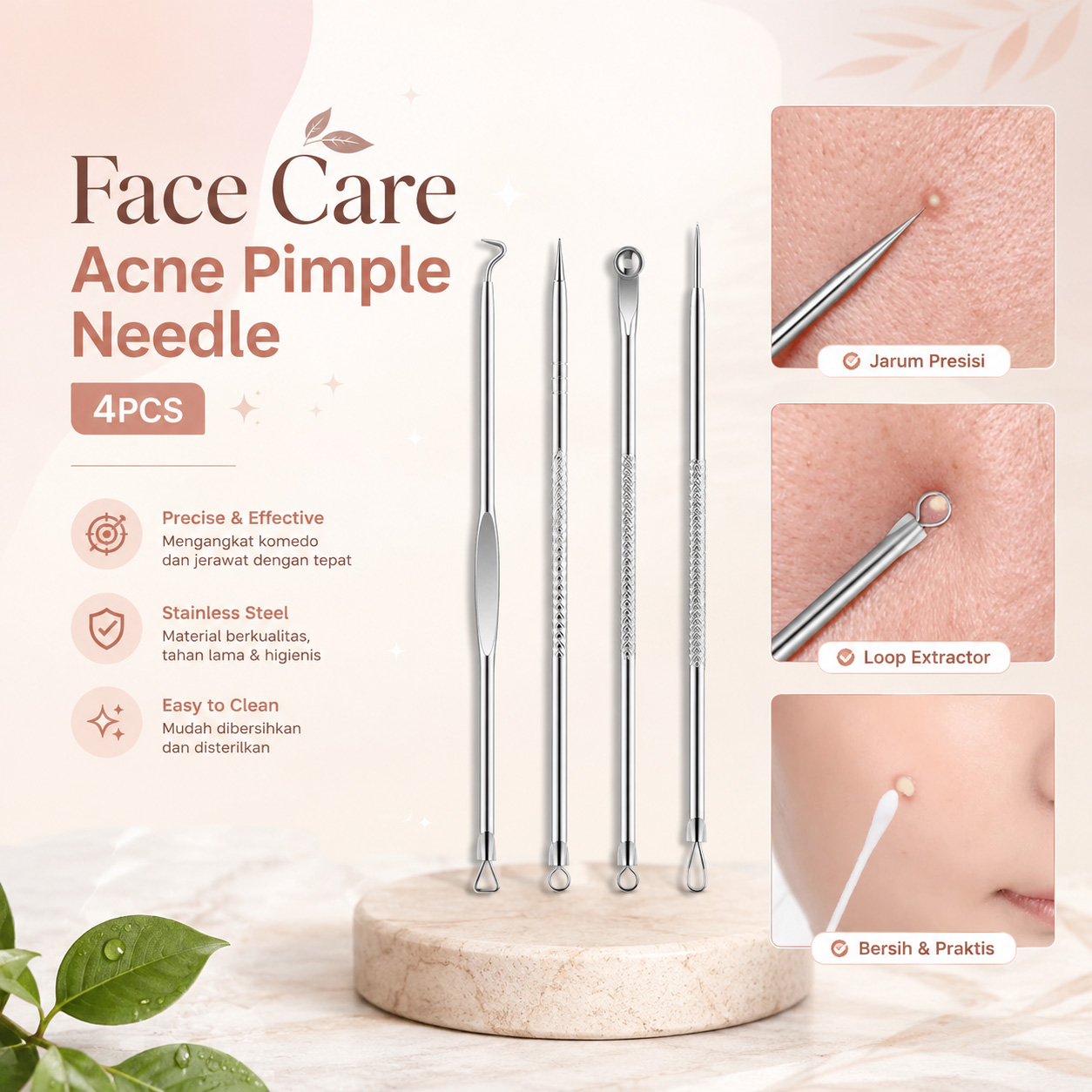 Biutte.co Face Care Skin Acne Pimple Needle Remover Kit 4PCS - AS1 Gambar produk Biutte.co Face Care Skin Acne Pimple Needle Remover Kit 4PCS - AS1 - Utama