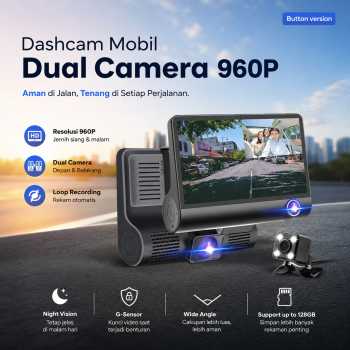 Gambar produk PUGTOP Dashcam Mobil Detachable Depan Belakang Dual Camera 960p - PG32