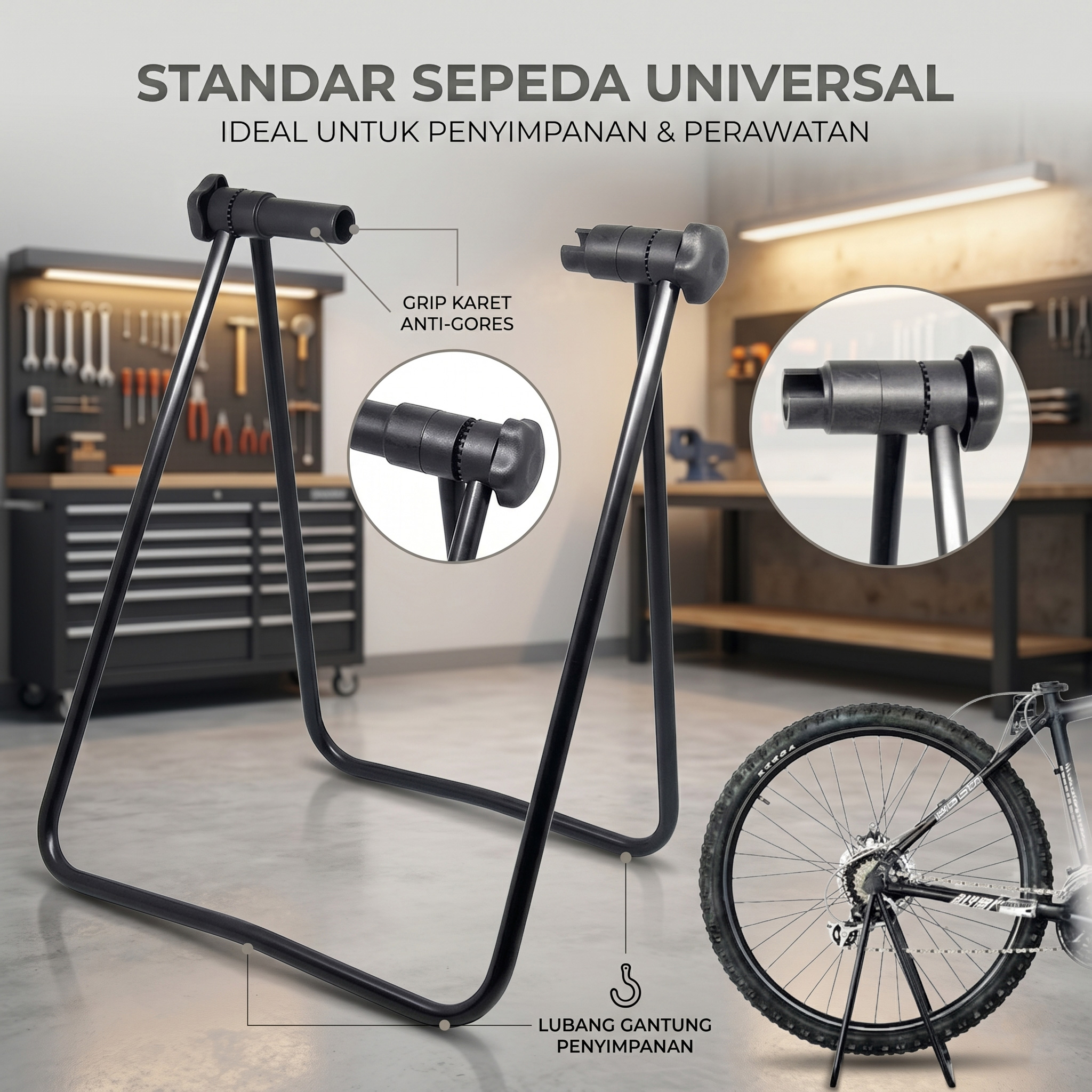 TaffSPORT Standar Sepeda Universal Paddock Standing Bike Display - L150 Gambar produk TaffSPORT Standar Sepeda Universal Paddock Standing Bike Display - L150 - Utama
