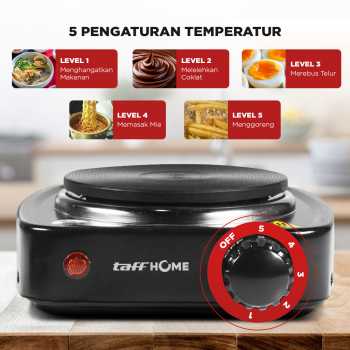 Gambar produk TaffHOME Kompor Listrik 1 Tungku Mini Portable Hot Plate 500W - DLD-101B - 2