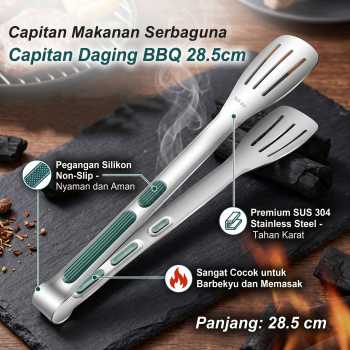 Gambar produk DONO Capitan Daging BBQ Jepitan Makanan Stainless Steel 28.5cm - INU56