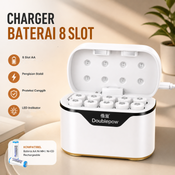Doublepow Charger Baterai 8 Slot AA Ni-MH Ni-CD Li-Ion with LED - H58