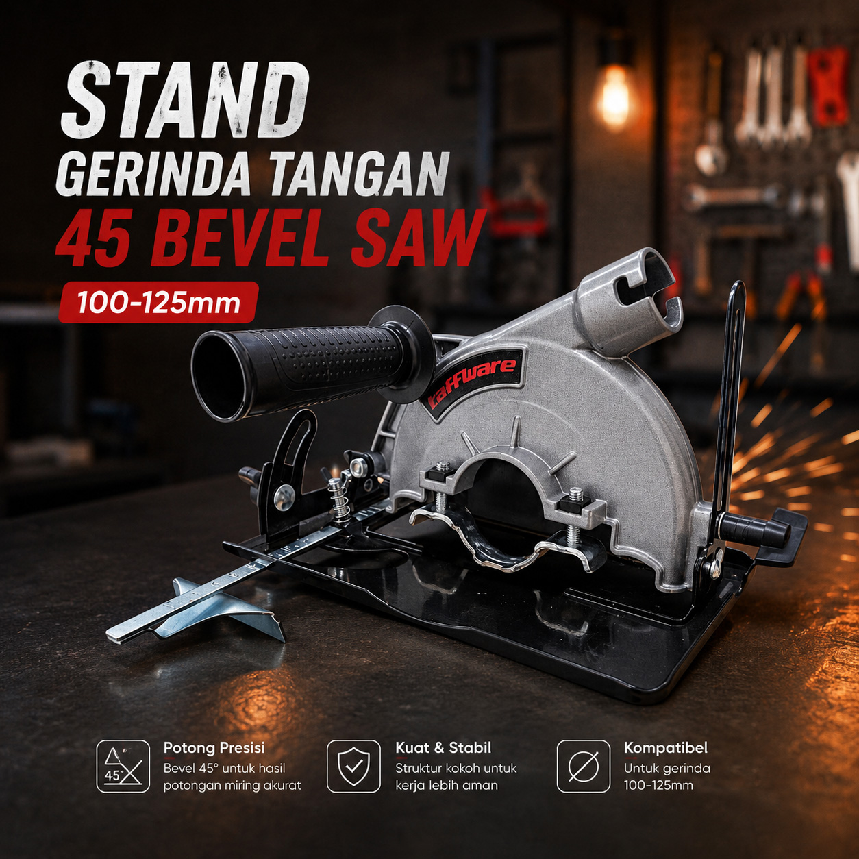 Taffware Stand Gerinda Tangan Adjustable 45 Bevel Saw 100-125mm - DB16 Gambar produk Taffware Stand Gerinda Tangan Adjustable 45 Bevel Saw 100-125mm - DB16 - Utama