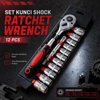 NEW TOOLS Set Kunci Shock Ratchet Wrench 1/2 Handle Drive CR-V 12 PCS - INU36