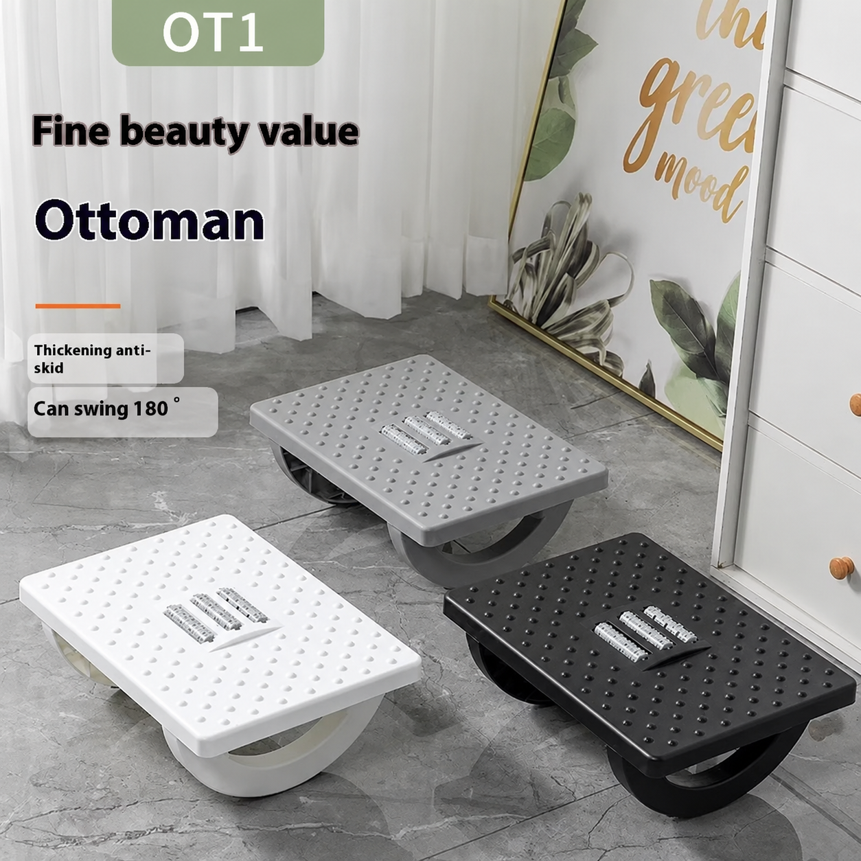 OTTOMAN Pijakan Kaki Meja Portability Foot Rest With Massage Rollers - OT1 Gambar produk OTTOMAN Pijakan Kaki Meja Portability Foot Rest With Massage Rollers - OT1 - Utama