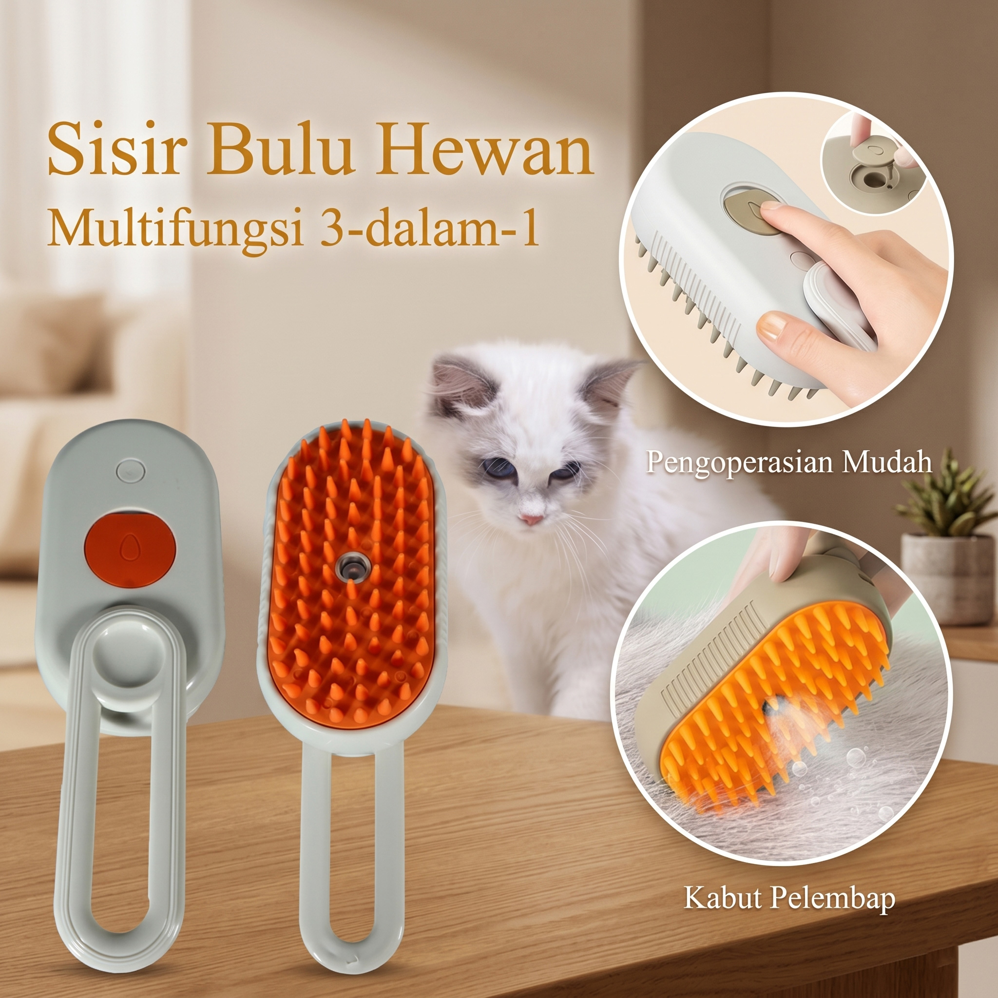 Ciput Sisir Bulu Hewan Pet Comb Cat Dog Spray Massage Grooming Comb - INU180 Gambar produk Ciput Sisir Bulu Hewan Pet Comb Cat Dog Spray Massage Grooming Comb - INU180 - Utama