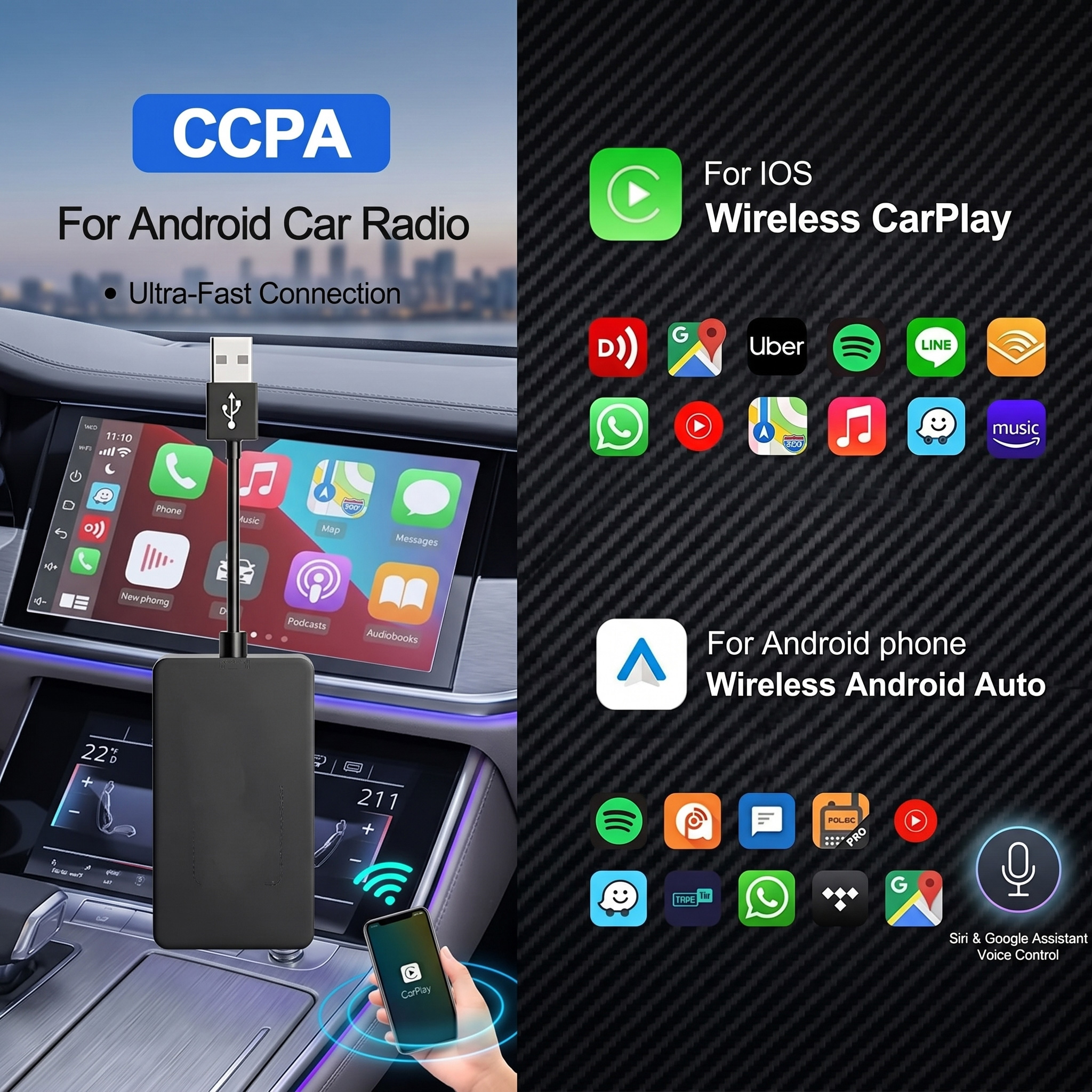 Garlinkit Wireless CarPlay Dongle Android Auto Bluetooth Mic Version - CPC200-CCPA Gambar produk Garlinkit Wireless CarPlay Dongle Android Auto Bluetooth Mic Version - CPC200-CCPA - Utama