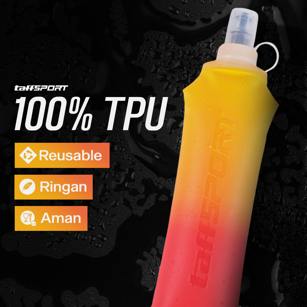 TaffSPORT Botol Minum Lipat Soft Flask Foldable Water Bottle TPU 500ml - TF-50 Gambar produk TaffSPORT Botol Minum Lipat Soft Flask Foldable Water Bottle TPU 500ml - TF-50 - 2