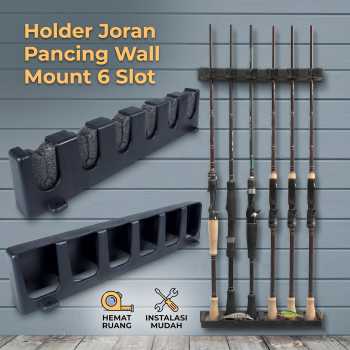 TaffSPORT Rak Holder Joran Pancing Wall Mount Fishing Rod 6 Slot - AK60