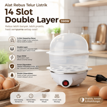 BONIN Alat Rebus Telur Listrik 14 Slot Double Layer Egg Cooker 350W - ZY-30