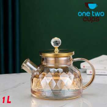 One Two Cups Teko Teh Kaca Tahan Panas Water Jug Borosilicate Teapot - TK12