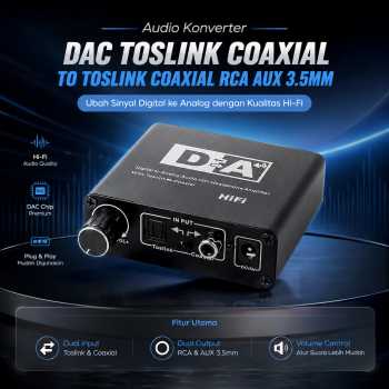 Gambar produk Audio Konverter DAC Audio HiFi Coaxial Toslink ke 3.5mm AUX RCA - AV-C6
