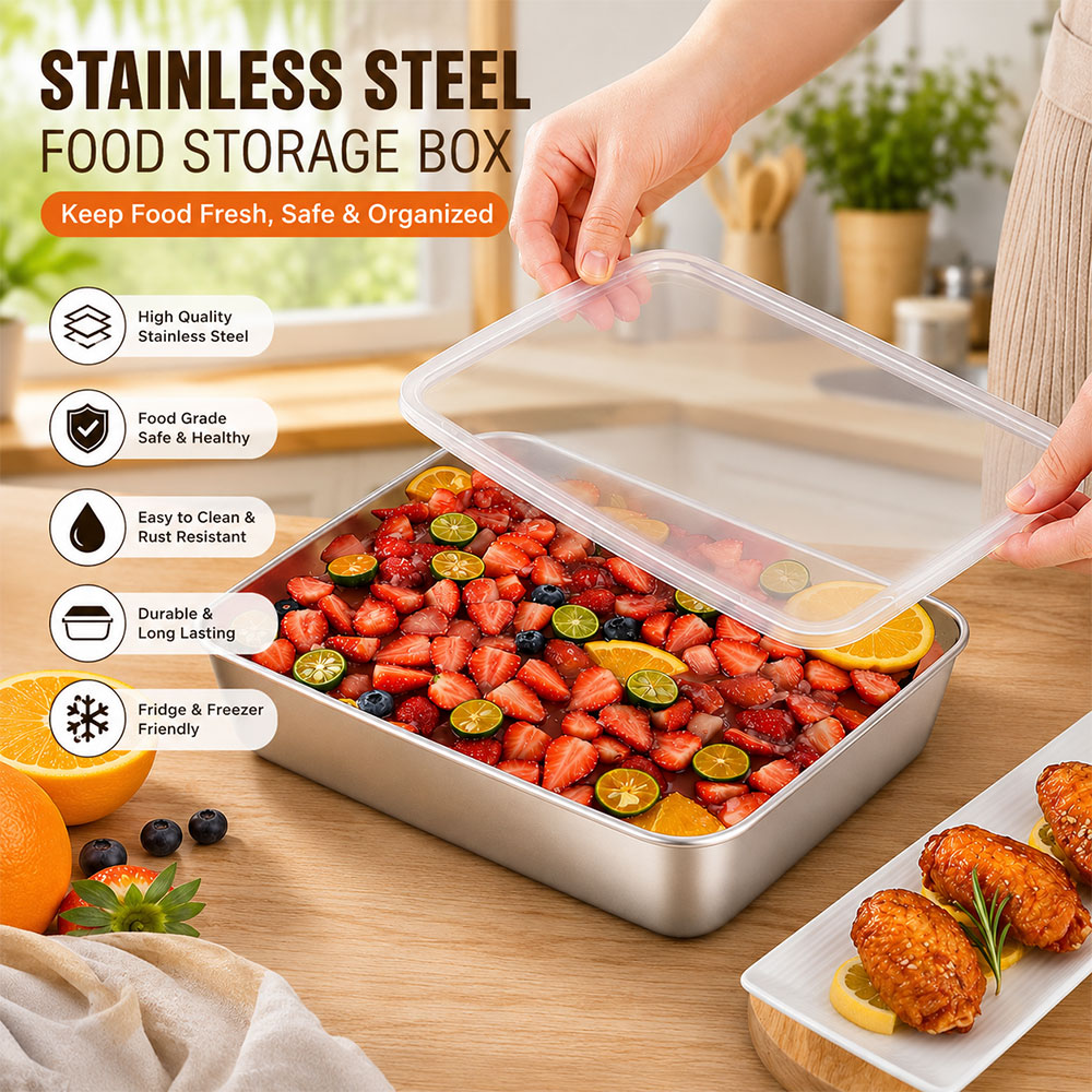 LESIGE Food Box Kotak Penyimpanan Makanan Stainless Steel 201 - LG-201 Gambar produk LESIGE Food Box Kotak Penyimpanan Makanan Stainless Steel 201 - LG-201 - Utama